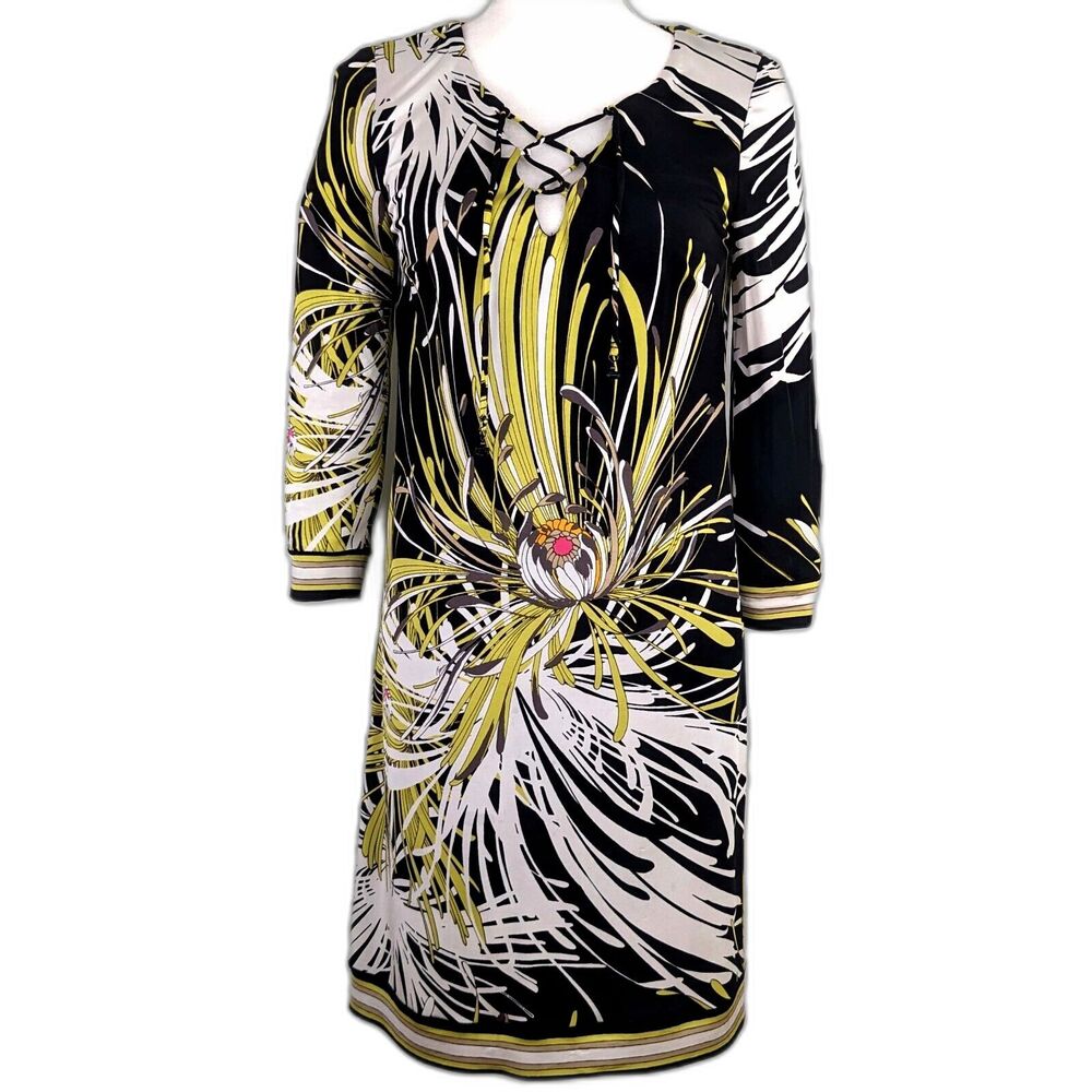 Trina Turk Jersey Knit Botanical Print Size 6 Pullover Sheath Dress
